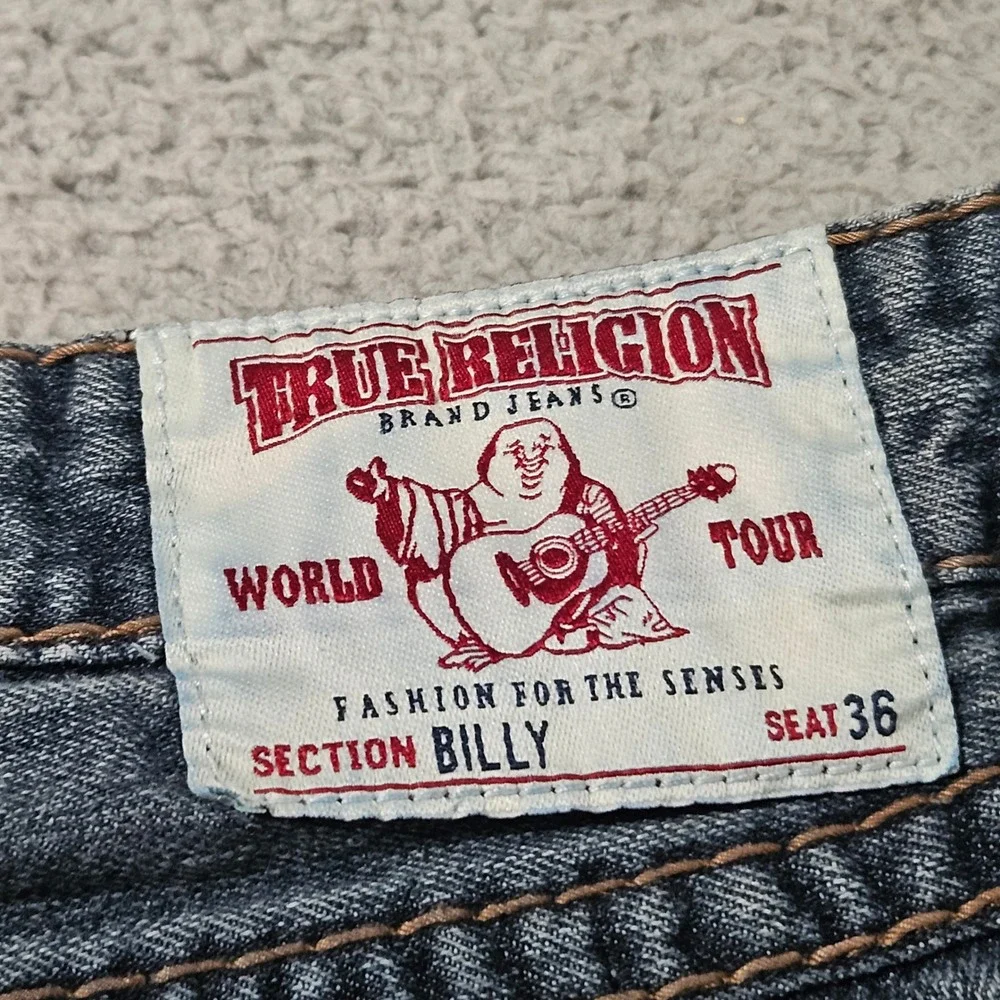 Vtg Y2K True Religion Billy Jeans Mens 34 x 30 Big T‎ Thick Stitch Made In USA